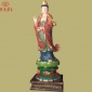 香樟木雕刻观音佛像，观音菩萨站像图片，观音菩萨佛像厂家